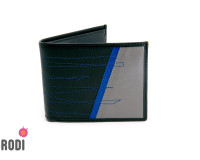 Moška denarnica Marko - črno siva z modro in šivi