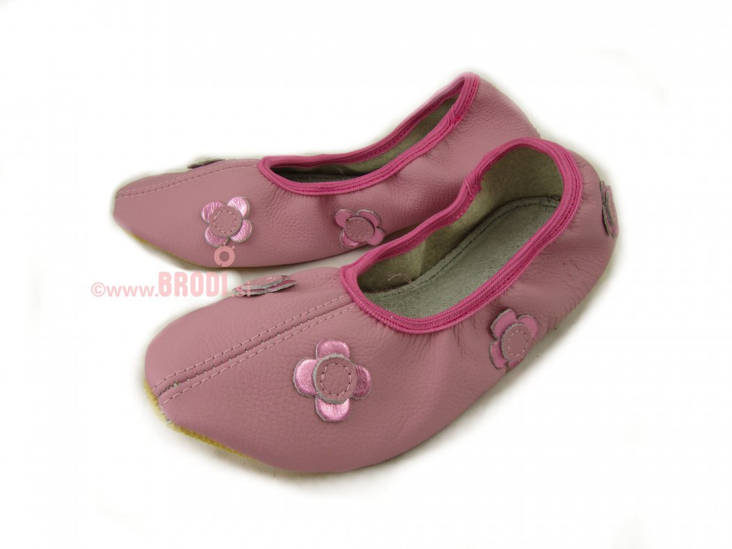 School Slippers Pink with Flowers