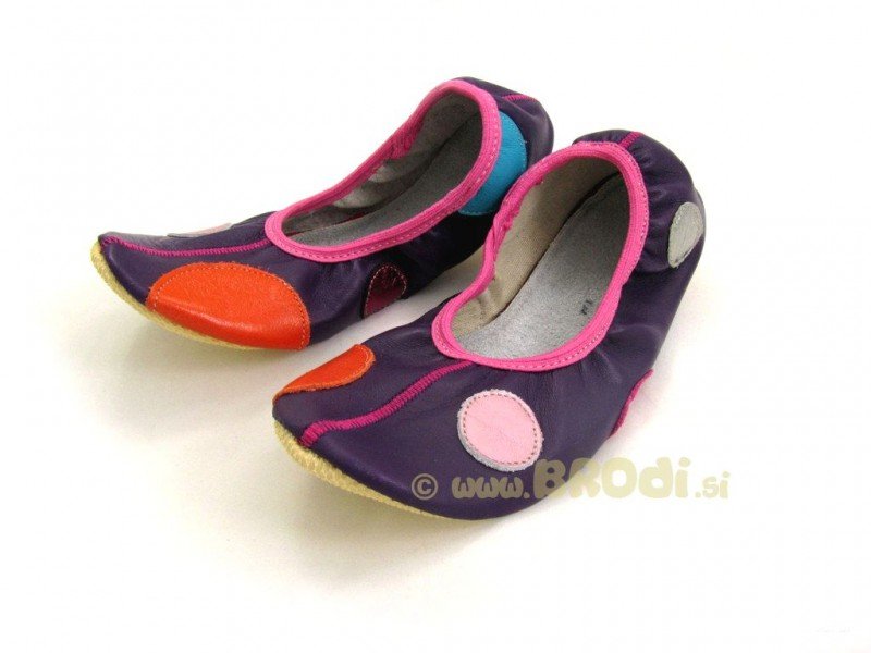 School Slippers Purple with Dots