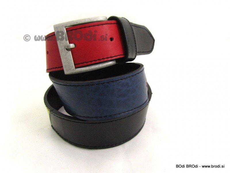 Leather Belt Red and Blue