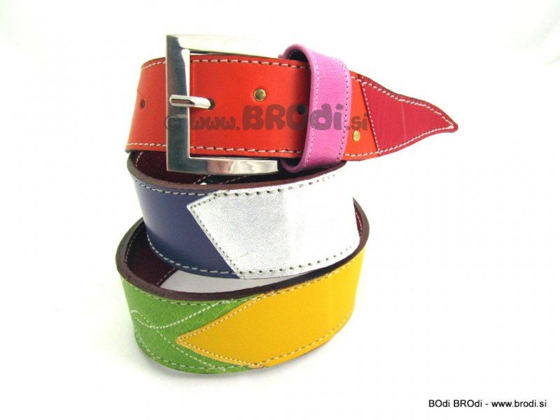 Leather Belt Kiri Red with Pink Strap