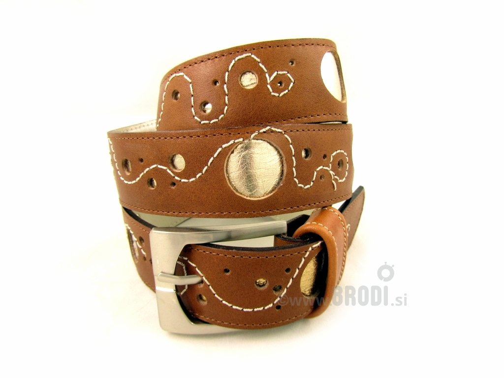 Leather Belt Kiri Brown with Gold