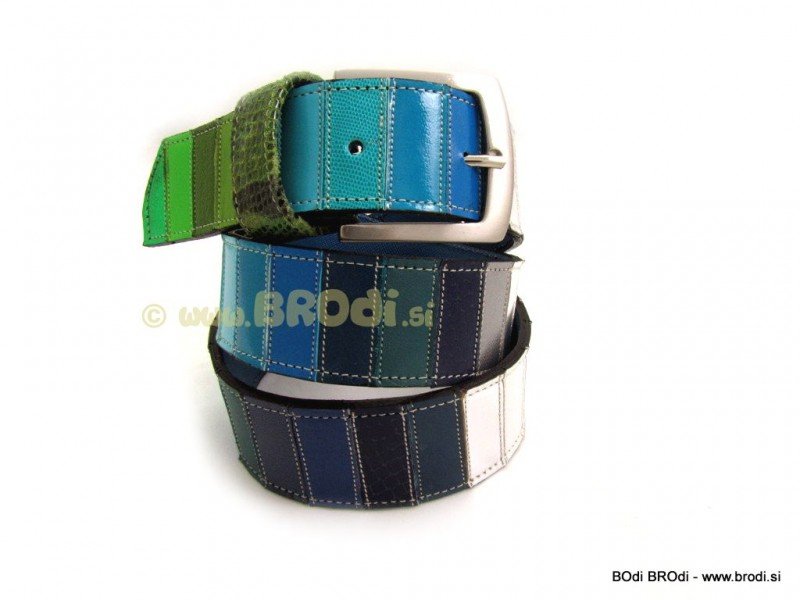 Leather Belt Kiri Blue and Green