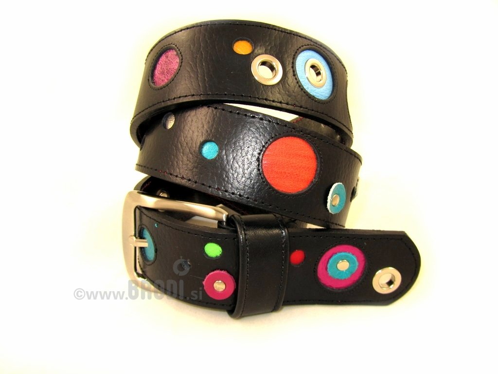 Leather Belt Kiri with Dots and Metal