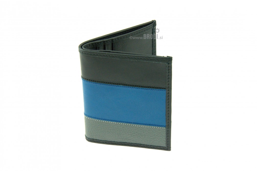 Usnjena majhna moška denarnica Optimus  modra zavist