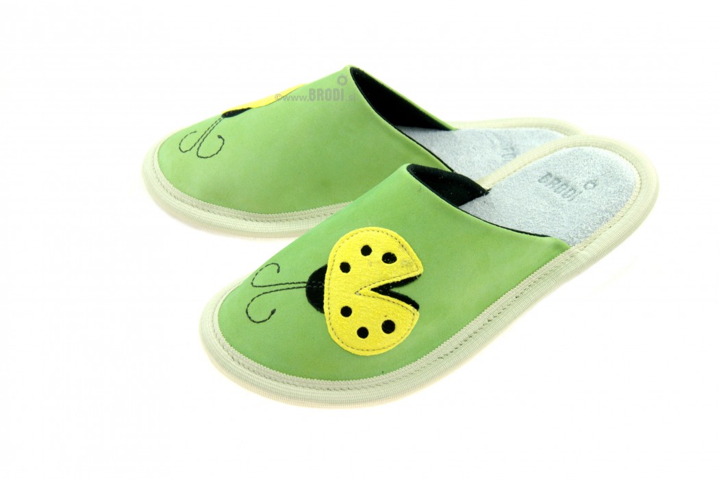 Leather Slippers Classic Green