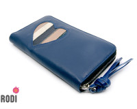 Modro srce usnjena ženska denarnica Flora