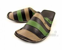 Gal Black with Beige and Green Stripes