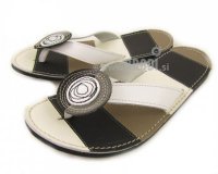 Flip-flops Mimi White with Brown Different Decorations