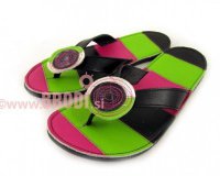 Flip-flops Mimi Black and Green Different Decorations