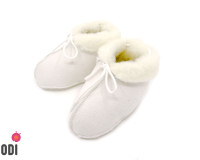 Natural Fur Baby Slippers White