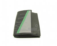 Moška denarnica Izak - črno siva z zeleno in šivi