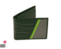 Moška denarnica Marko - črno siva z zeleno in šivi