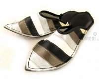 Oriental Black with White and Silver Stripes