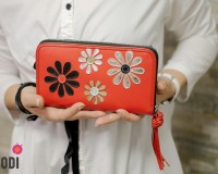 Rdeča marjetica - usnjena ženska denarnica Flora