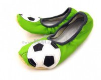 School Slippers Green with Ball