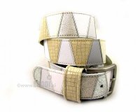 Leather Belt Kiri White with Gold and Silver
