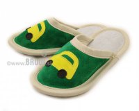 Leather Slippers Classic Green with Car